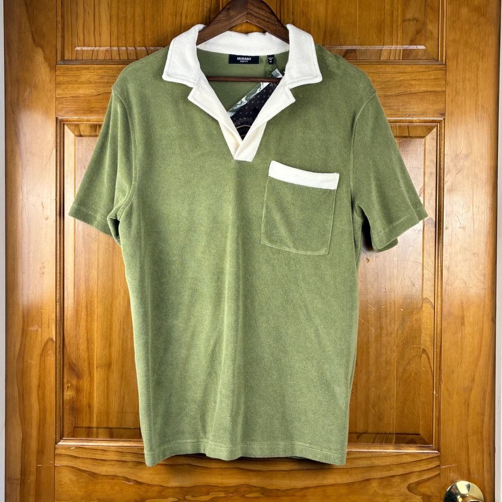 Murano Olive Green Short Sleeve Polo with Cream Trim